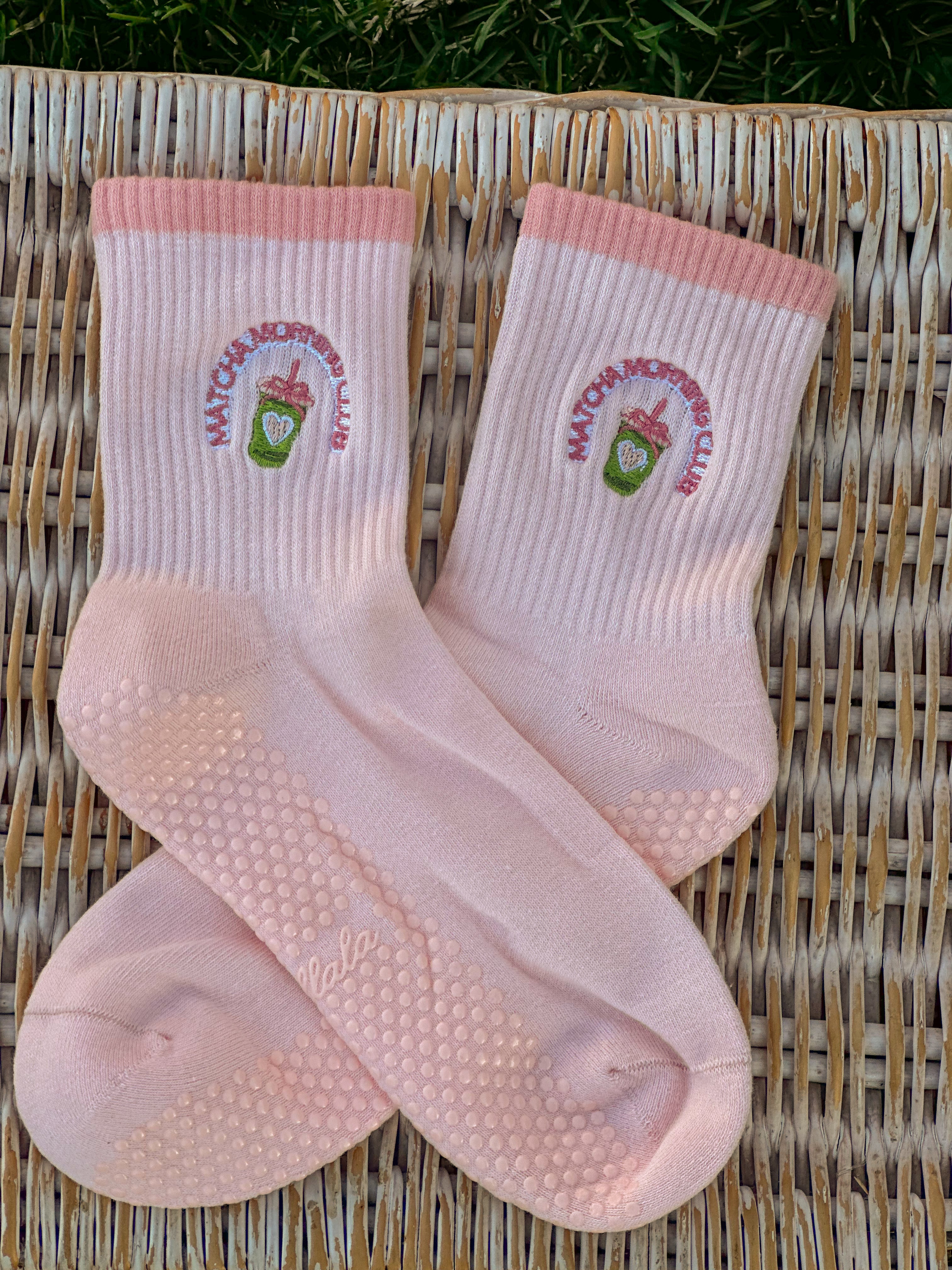 Matcha Morning Club Grip Sock