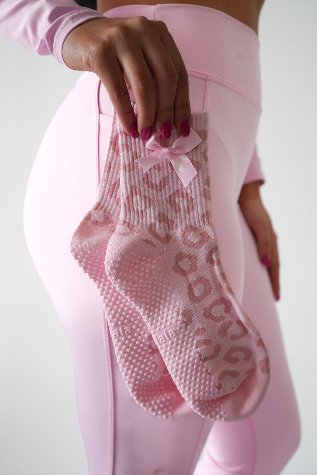 Blush Leopard Grip Sock