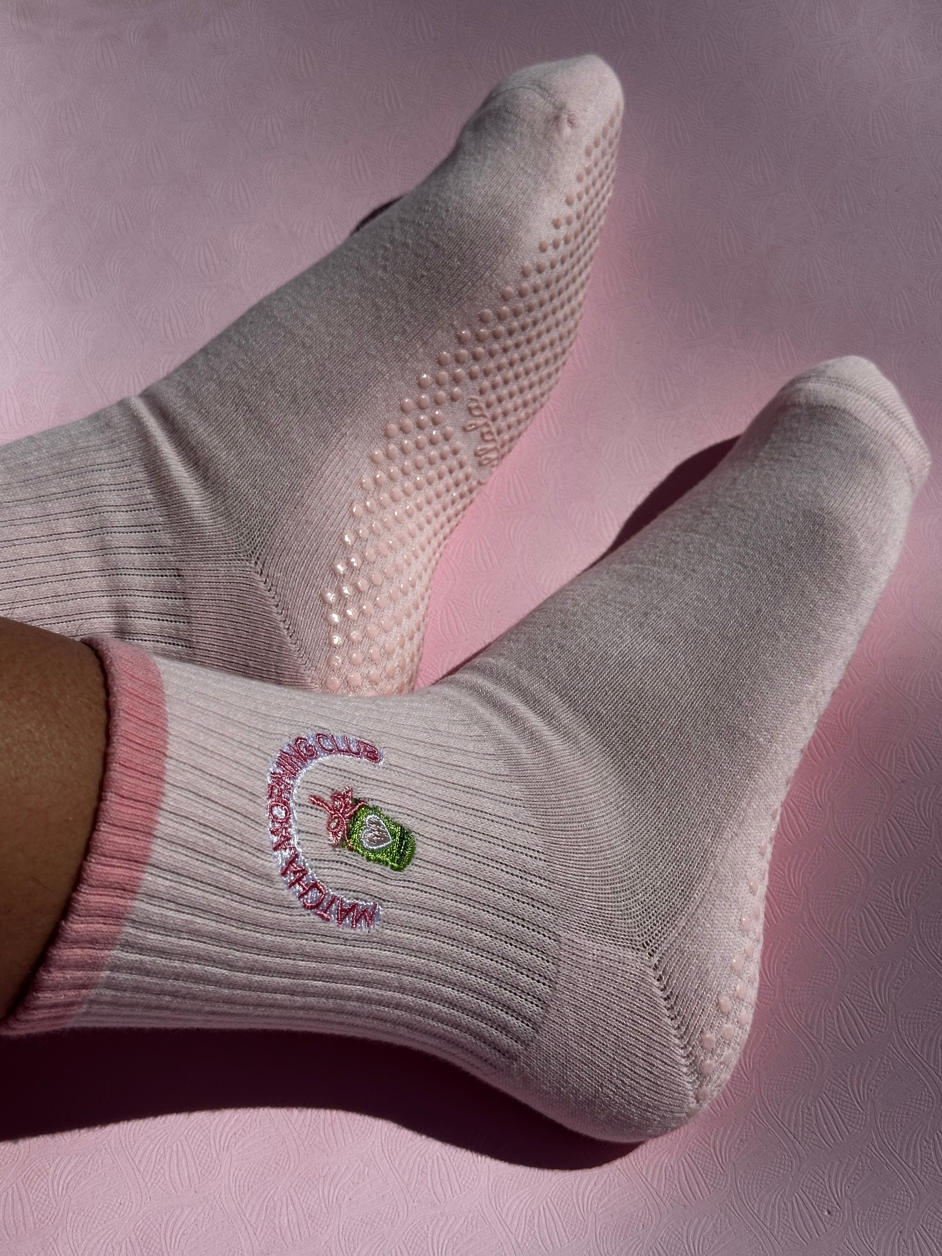Matcha Morning Club Grip Sock